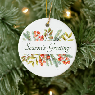 Botanical banner custom ceramic ornament