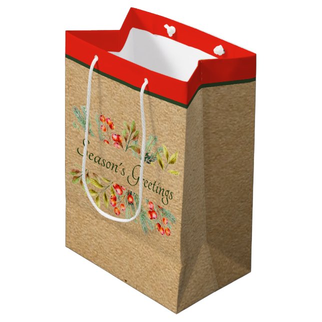 Botanical banner custom holiday  medium gift bag (Front Angled)