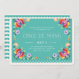 Botanical Banner Fiesta Invitation - Turquoise