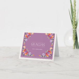 Botanical Banner Gracias Note Card - Orchid