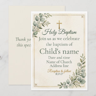 Botanical Baptism Invitation