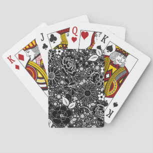 Botanical Beauties Black and White Playing Cards