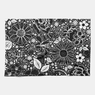 Botanical Beauties Black and White Tea Towel