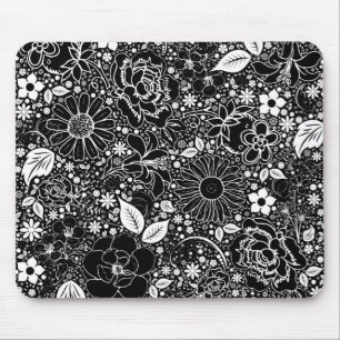 Botanical Beauties Black n White MOUSE PAD