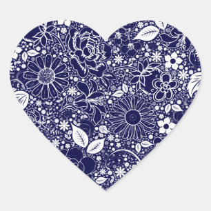 Botanical Beauties Blue HEART STICKER