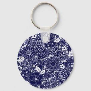 Botanical Beauties Blue Key Ring