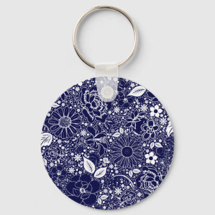 Botanical Beauties Blue Keychain