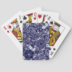 Botanical Beauties Blue Playing Cards