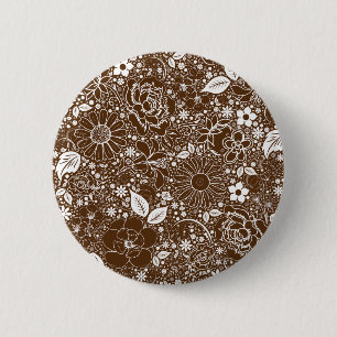 Botanical Beauties Brown 6 Cm Round Badge