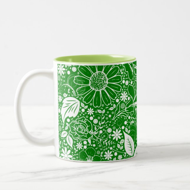 Botanical Beauties Green Coffee Mug (Left)