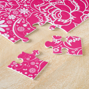 Botanical Beauties Hot Pink Jigsaw Puzzle