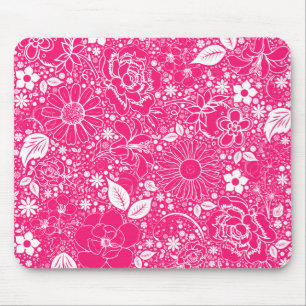 Botanical Beauties HOT PINK Mouse Pad