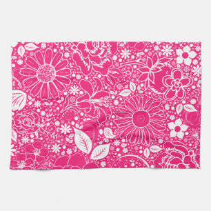 Botanical Beauties HOT PINK Tea Towel