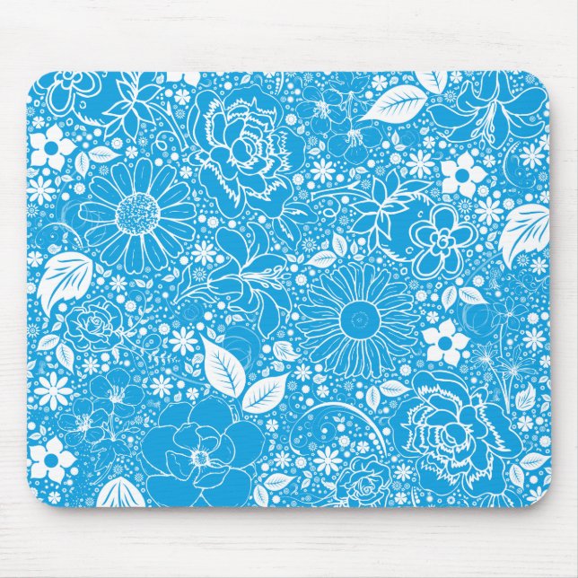 Botanical Beauties Light Blue Mouse Pad (Front)