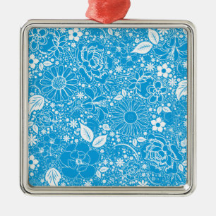 Botanical Beauties Light Blue Sq Ornament