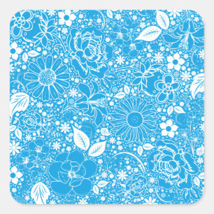 Botanical Beauties Light Blue Sq Sticker