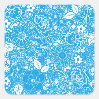 Botanical Beauties Light Blue Sq Sticker