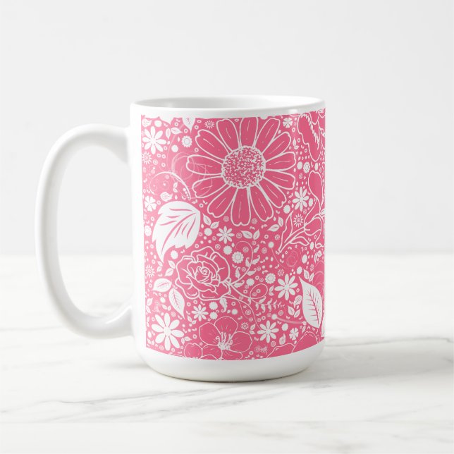 Botanical Beauties Light Pink Coffee Mug (Left)