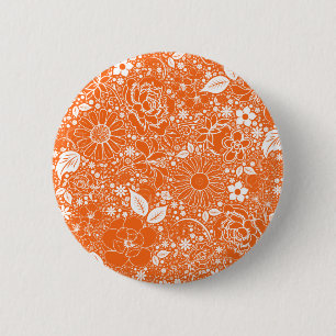 Botanical Beauties Orange 6 Cm Round Badge
