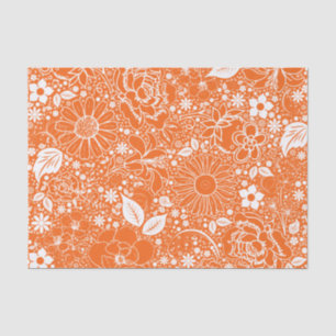 Botanical Beauties-Orange-White-TISSUE WRAP PAPER