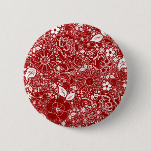 Botanical Beauties Red Pinback Button