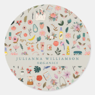 Botanical Beauty Floral Nature Branding Modern Classic Round Sticker