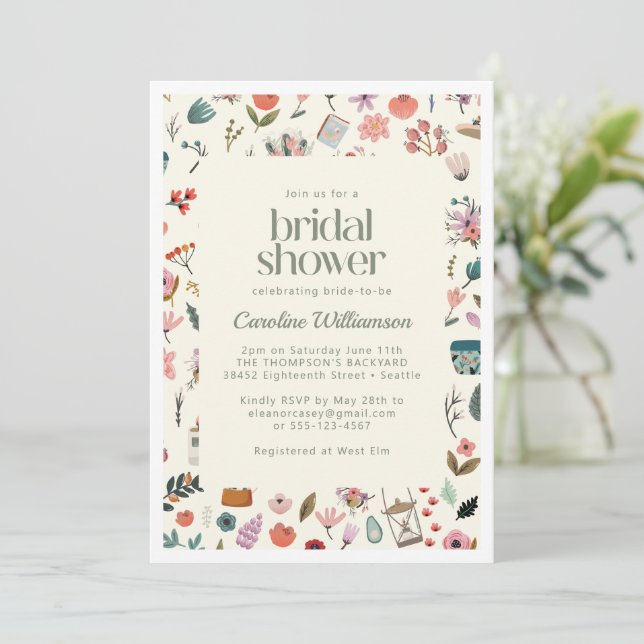Botanical Beauty Floral Nature Bridal Shower Invitation (Standing Front)