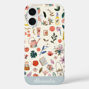 Botanical Beauty Nature Pattern Personalised iPhone 16 Case