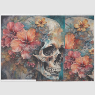Botanical Beauty Skull Decoupage Paper
