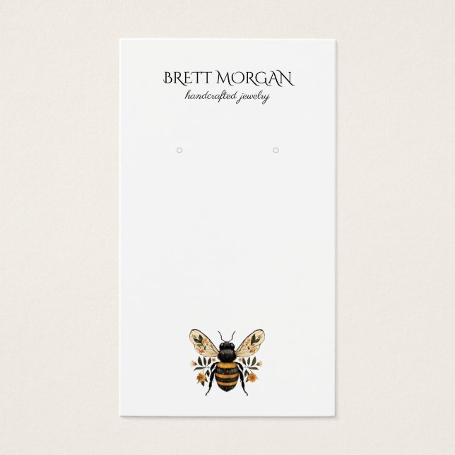 Botanical  Bee Earring Jewelry Display Card (Front)