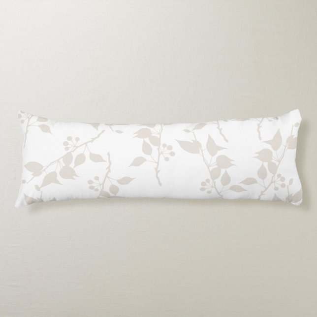 Botanical Beige Decorative Leaf Pattern Body Cushion (Front)