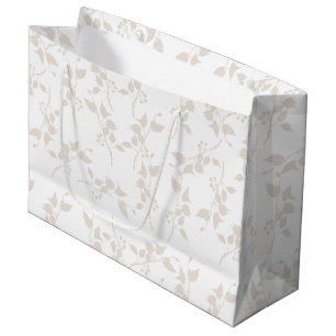 Botanical Beige Decorative Leaf Pattern Large Gift Bag