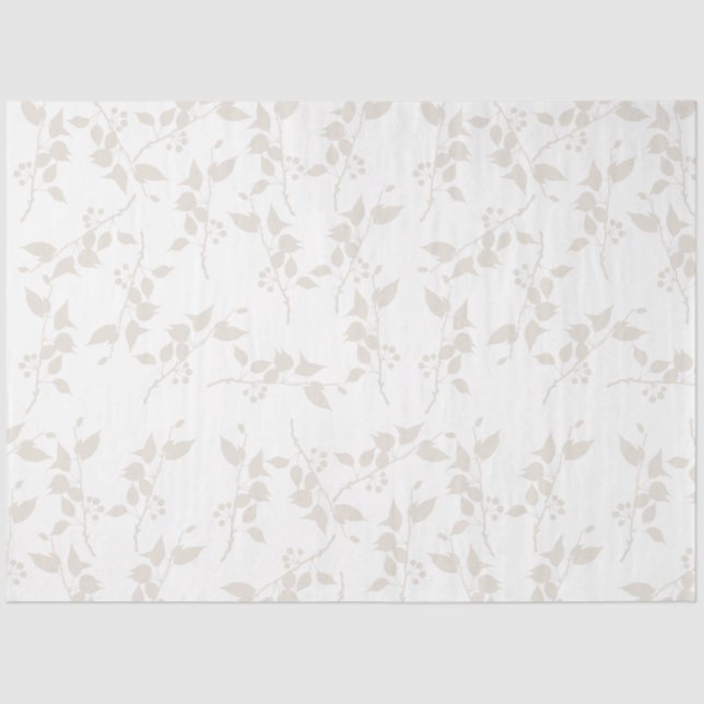 Botanical Beige Decorative Leaf Pattern Tissue Paper (Front)