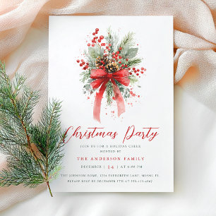 Botanical Berries Christmas Party Invitation