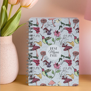 Botanical Best Mum Ever Blue Hummingbird Garden Notebook