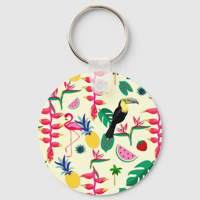 Botanical Birds and Fruit Key Ring (Front)