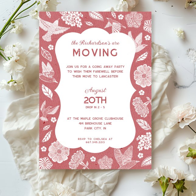 Botanical Birds Moving Away Party Invitation (Creator Uploaded)