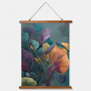 Botanical Birds Tapestry in Purple & Orange Decor
