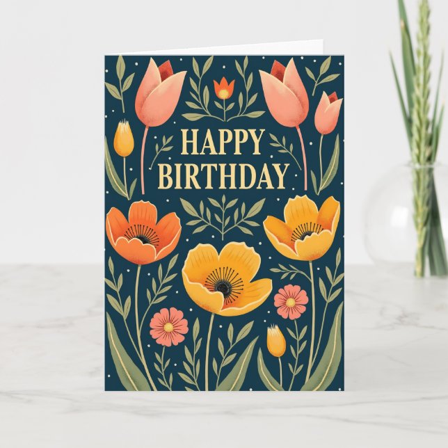 Botanical Birthday Greeting Card (Front)