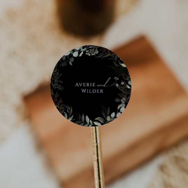 Botanical Black and Gold Wedding Envelope Seals (Creator Uploaded)