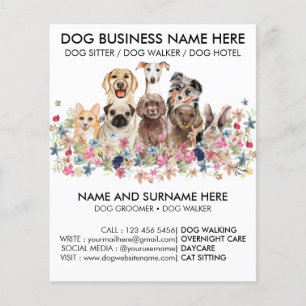 Botanical Black Pet Sitter Boarding Groomer Dogs Flyer