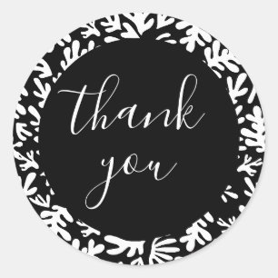 Botanical Black Small Business Customer Thank You Classic Round Sticker