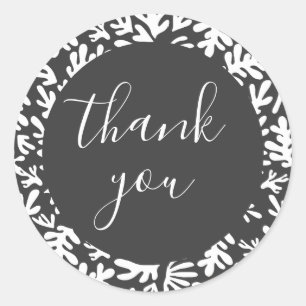 Botanical Black Small Business Customer Thank You Classic Round Sticker