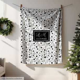 Botanical Blanket Personalized Monochrome Minimal
