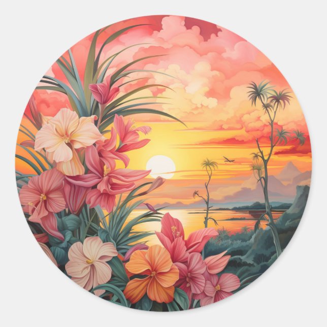 Botanical Bliss - A Garden of Delightful  Classic Round Sticker (Front)
