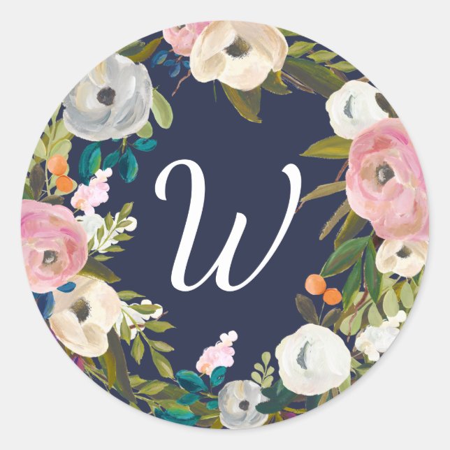 Botanical Bliss Custom Colour Monogram Stickers (Front)