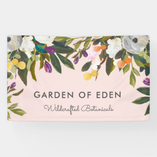 Botanical Bliss Elegant Floral Banner   Blush
