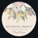 Botanical Bliss Elegant Floral | Cream Muted Classic Round Sticker<br><div class="desc">These stylish stickers,  featuring a muted hand painted floral design,  are perfect for use in a variety of ways - favour stickers,  wedding,  bridal,  baby shower,  envelope seals,  product labels,  and more! 

We have used artwork from: www.createthecut.com</div>