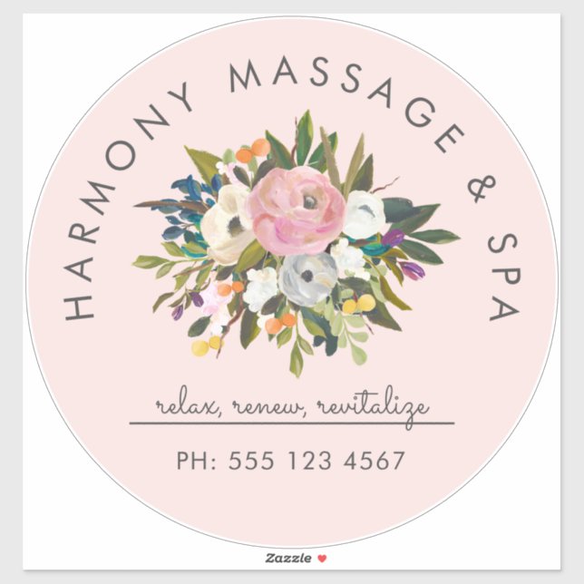 Botanical Bliss Elegant Floral Curved Text | Blush (Sheet)