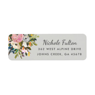 Botanical Bliss Floral   Grey Return Address Label